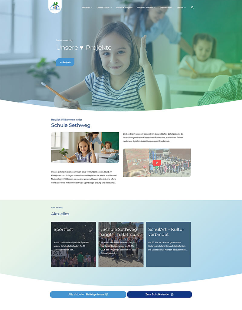 Schule Sethweg neue Website